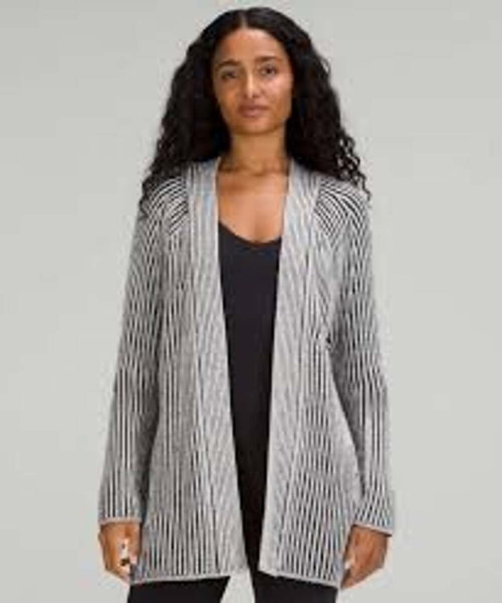 Lululemon Cotton-Cashmere Blend Sweater Wrap Ribbed Open Cozy Women 6